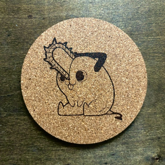 Chainsaw Man Pochita Laser Engraved Cork Coaster #2 - Picture 1 of 5